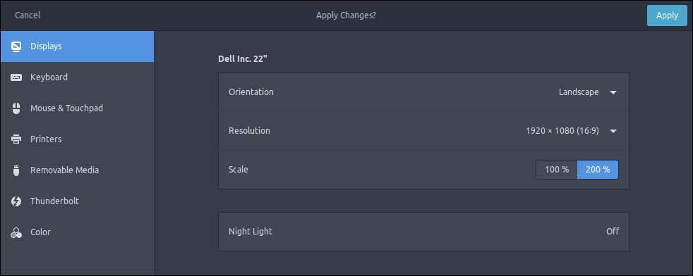 GNOME 2x display scaling